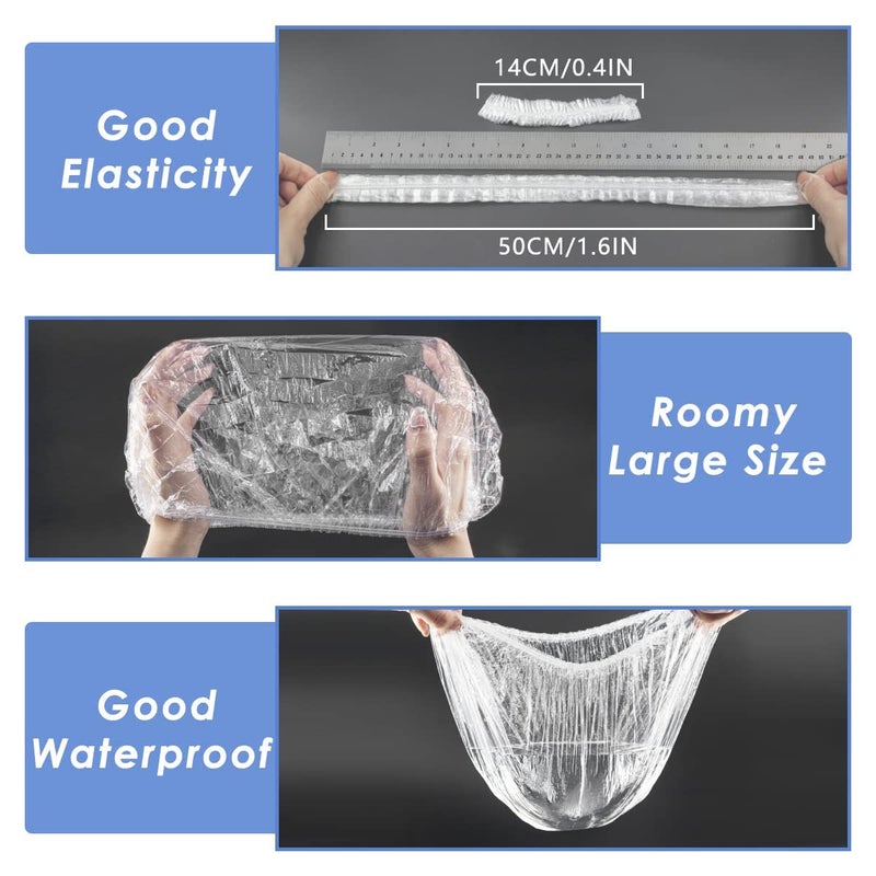 Aquior Shower Cap Disposable 30 PCS Bath Caps Large Thick Clear Waterproof Plastic Elastic Hair Bath Caps for Women Deep Conditioning Hair Care Hotel Travel Essentials Accessories Cleaning Supplies - Image 2